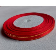 Лента атласная с люрексом 0,6 см*25 ярдов цв. красный, цена за катушку